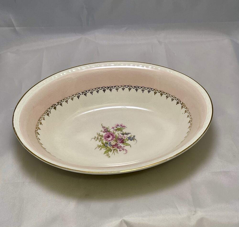 Vintage Homer Laughlin Eggshell Georgian Marilyn Pink Oval Serving Bowl